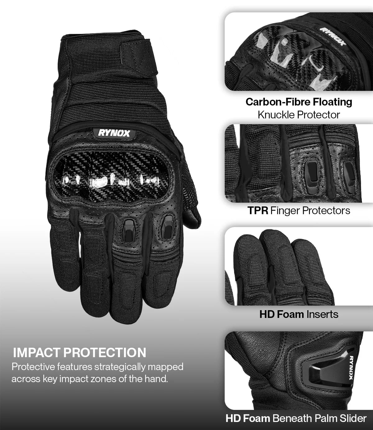 RYNOX STRIKER GT GLOVES - Black
