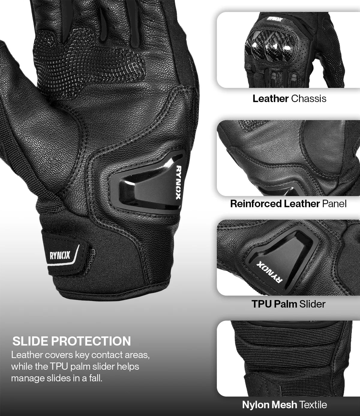 RYNOX STRIKER GT GLOVES - Black