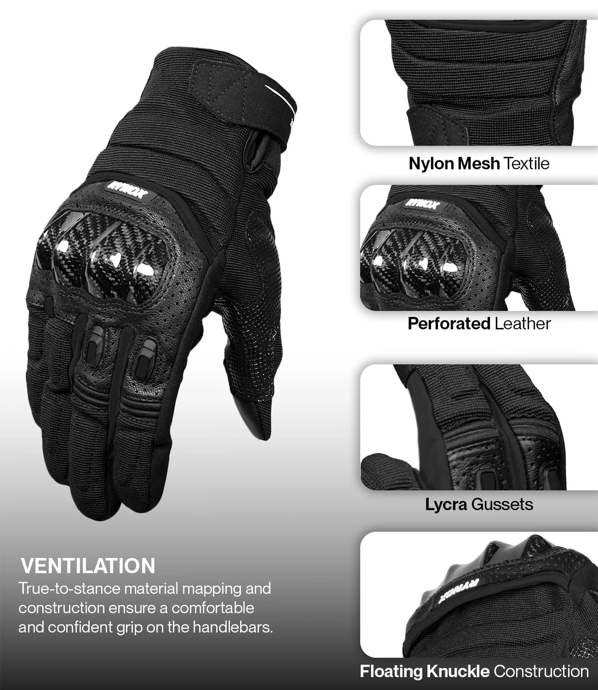 RYNOX STRIKER GT GLOVES - Black