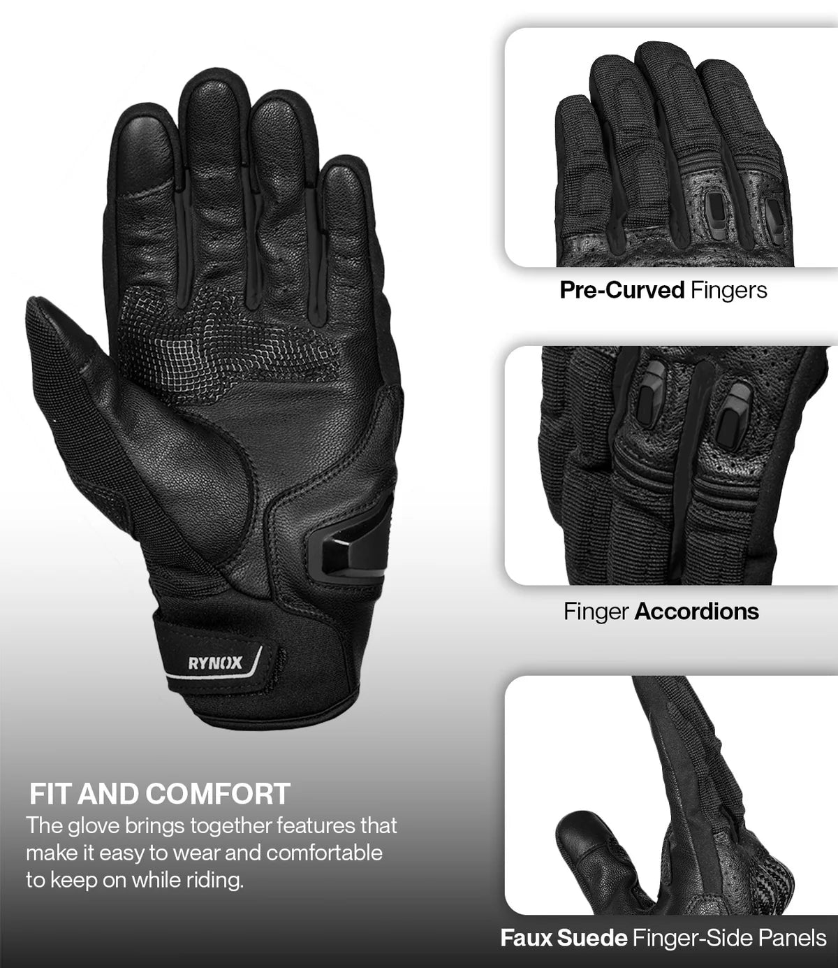 RYNOX STRIKER GT GLOVES - Black
