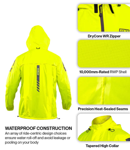 RYNOX H2GO PRO 4 RAIN JACKET - Hi-Viz Green