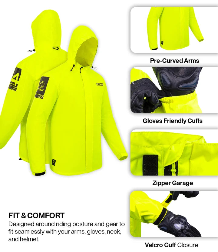 RYNOX H2GO PRO 4 RAIN JACKET - Hi-Viz Green