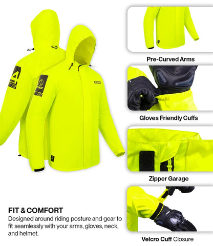 RYNOX H2GO PRO 4 RAIN JACKET - Hi-Viz Green