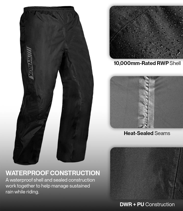 RYNOX H2GO PRO 2 RAIN PANTS - Black