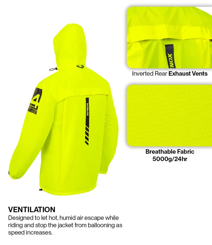 RYNOX H2GO PRO 4 RAIN JACKET - Hi-Viz Green