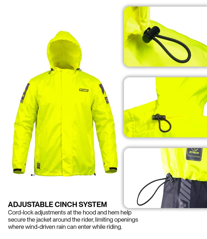 RYNOX H2GO PRO 4 RAIN JACKET - Hi-Viz Green