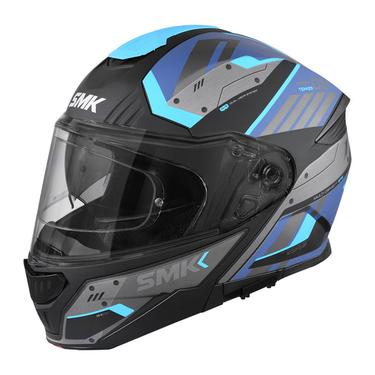 SMK GULLWING TEKKER HELMETS - GLOSS BLACK GREY BLUE