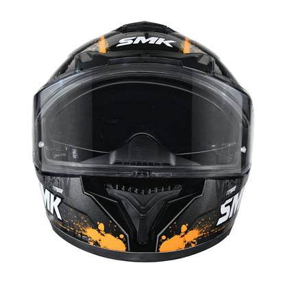 SMK TYPHOON REPTILE HELMETS - GLOSS BLACK GREY ORANGE