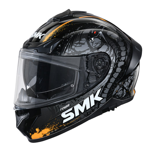 SMK TYPHOON REPTILE HELMETS - GLOSS BLACK GREY ORANGE