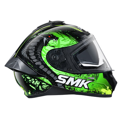 SMK TYPHOON REPTILE HELMETS - GLOSS BLACK GREEN YELOOW