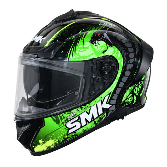 SMK TYPHOON REPTILE HELMETS - GLOSS BLACK GREEN YELOOW