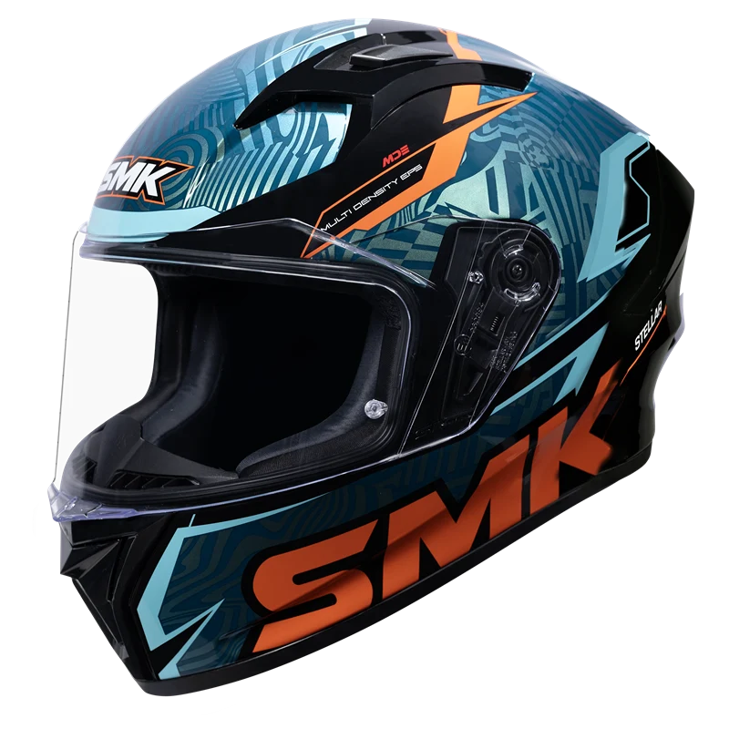 SMK STELLAR FURY HELMET - GL257 BLACK BLUE ORANGE