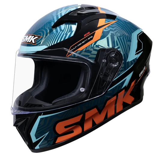 SMK STELLAR FURY HELMET - GL257 BLACK BLUE ORANGE