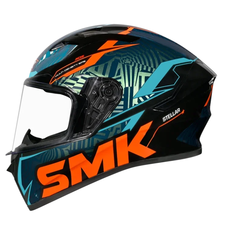 SMK STELLAR FURY HELMET - GL257 BLACK BLUE ORANGE
