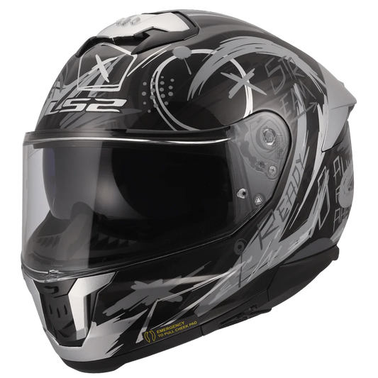 LS2 FF320 Stream II Scratches Helmet - Black Nardo Grey
