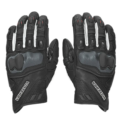 VIATERRA Shifter - Short Motorcycle Leather Riding Gloves - Black