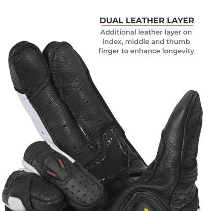 VIATERRA Shifter - Short Motorcycle Leather Riding Gloves - Black