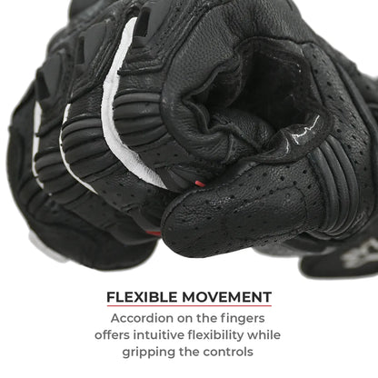 VIATERRA Shifter - Short Motorcycle Leather Riding Gloves - Black