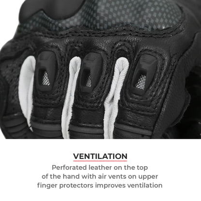 VIATERRA Shifter - Short Motorcycle Leather Riding Gloves - Black
