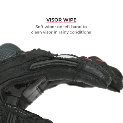 VIATERRA Shifter - Short Motorcycle Leather Riding Gloves - Black