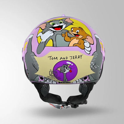 STUDDS MARSHALL KIDS TOM & JERRY EDITION HELMET - LAVENDER PINK & GREY / YELLOW