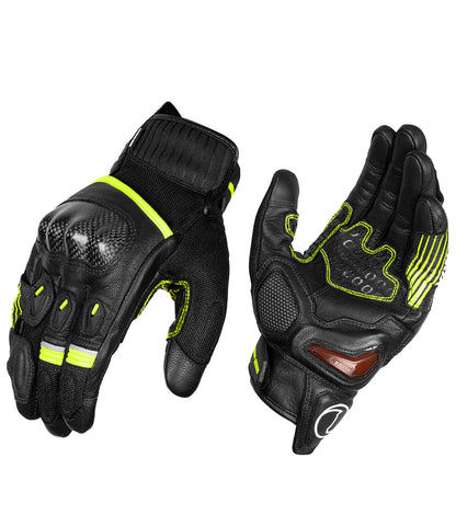 RYNOX Tornado Pro 4 Gloves - Black Hi-Viz Green (CARBON EDITION)