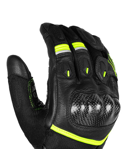 RYNOX Tornado Pro 4 Gloves - Black Hi-Viz Green (CARBON EDITION)