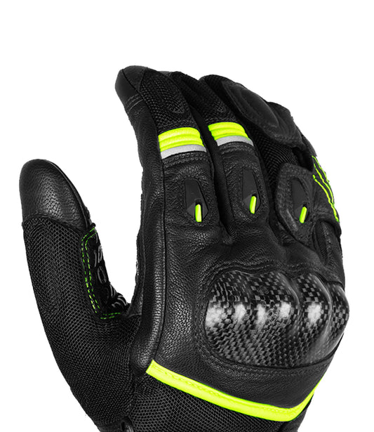 RYNOX Tornado Pro 4 Gloves - Black Hi-Viz Green (CARBON EDITION)