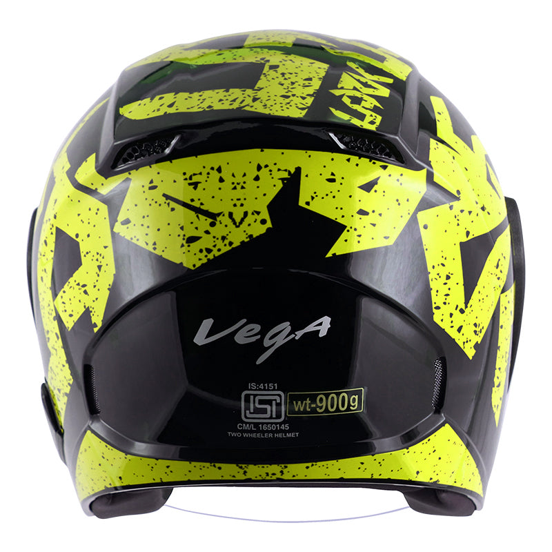 Vega Lark Victor Helmet - Black Neon Yellow