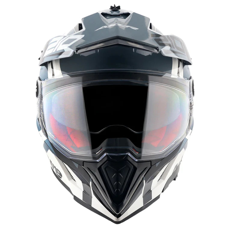 AXOR X-Cross Dual Visor Speedometer Helmet - White Grey