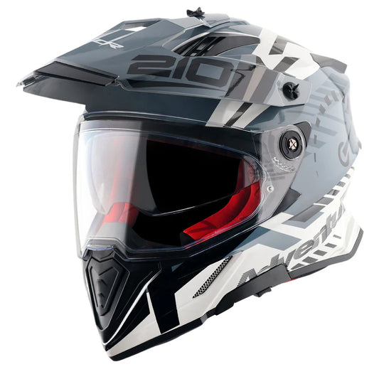 AXOR X-Cross Dual Visor Speedometer Helmet - White Grey