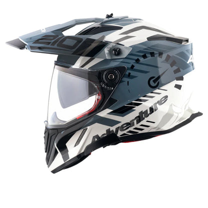 AXOR X-Cross Dual Visor Speedometer Helmet - White Grey