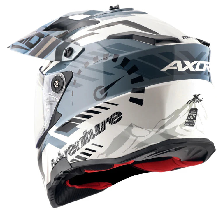 AXOR X-Cross Dual Visor Speedometer Helmet - White Grey