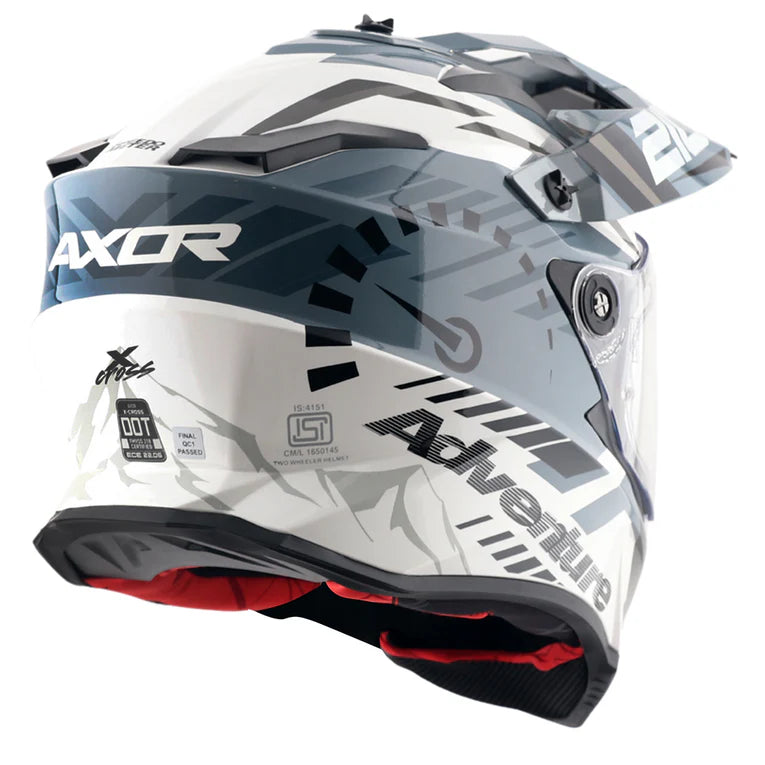 AXOR X-Cross Dual Visor Speedometer Helmet - White Grey