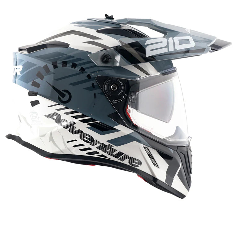 AXOR X-Cross Dual Visor Speedometer Helmet - White Grey