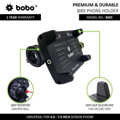 BOBO BM3 Claw-Grip Aluminum Bike Cycle Phone Holder