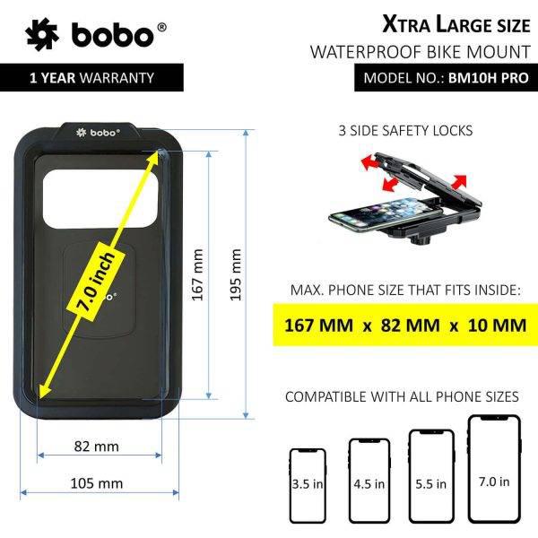 BOBO BM10H PRO Fully Waterproof Bike / Cycle Phone Holder with Vibration Controller Motorcycle