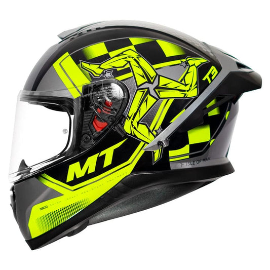 MT THUNDER3 PRO ISLE OF MAN HELMET - Gloss Fluorescent Yellow