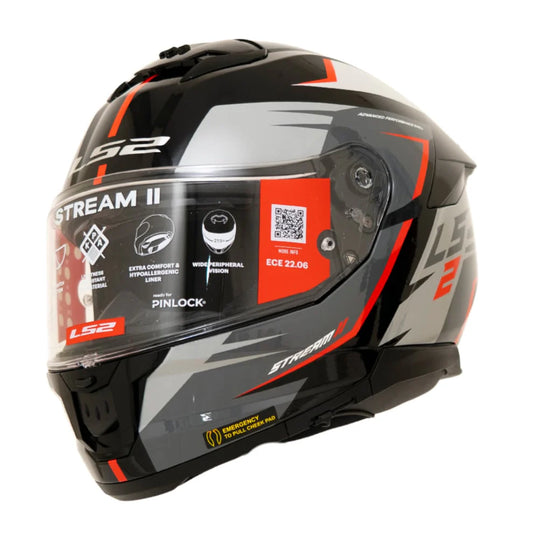 LS2 FF320 Stream II Meteor Helmet - Black Red
