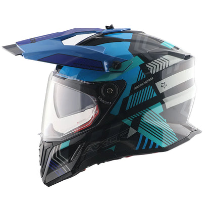 AXOR X-Cross Dual Visor Gambling Helmet - BLACK BLUE