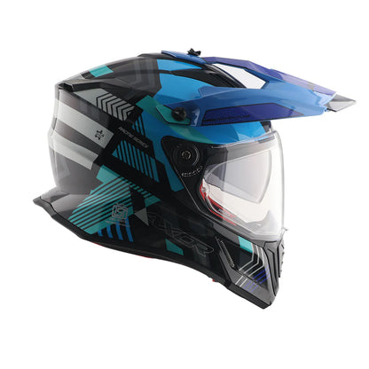 AXOR X-Cross Dual Visor Gambling Helmet - BLACK BLUE