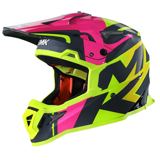 SMK ALTERRA X-POWER HELMETS - GLOSS GREY YELLOW PINK