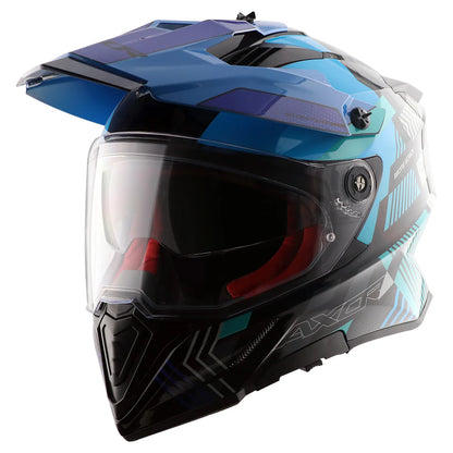 AXOR X-Cross Dual Visor Gambling Helmet - BLACK BLUE