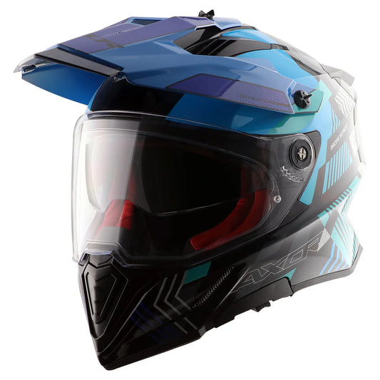 AXOR X-Cross Dual Visor Gambling Helmet - BLACK BLUE