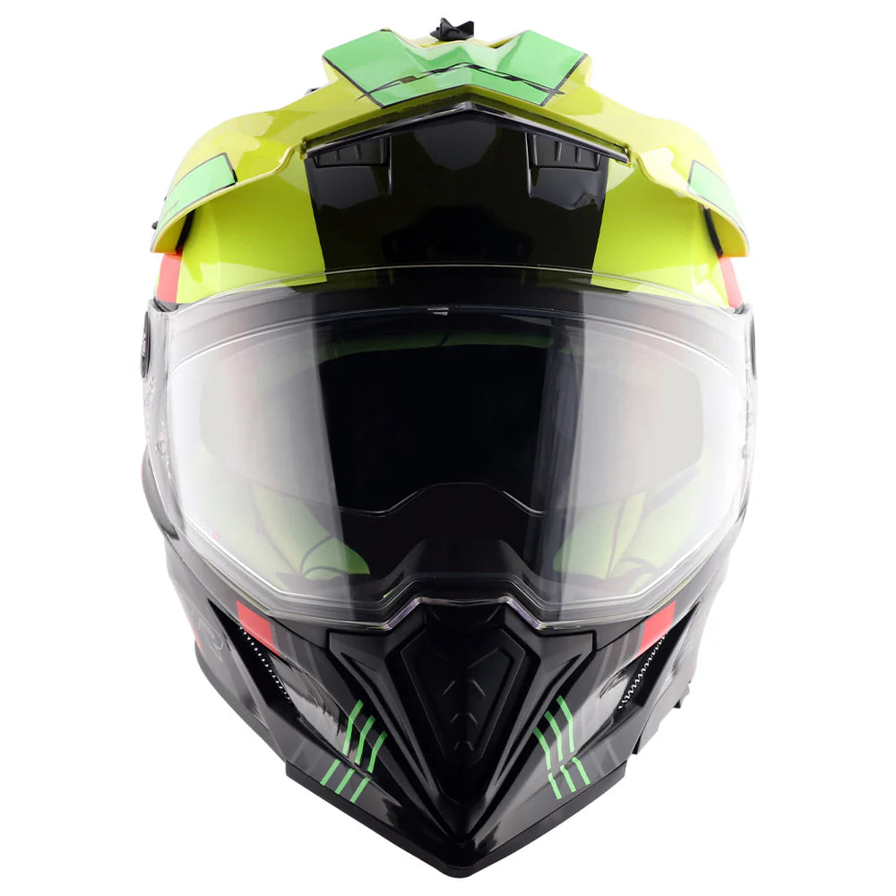 AXOR X-Cross Dual Visor Gambling Helmet - BLACK NEON YELLOW