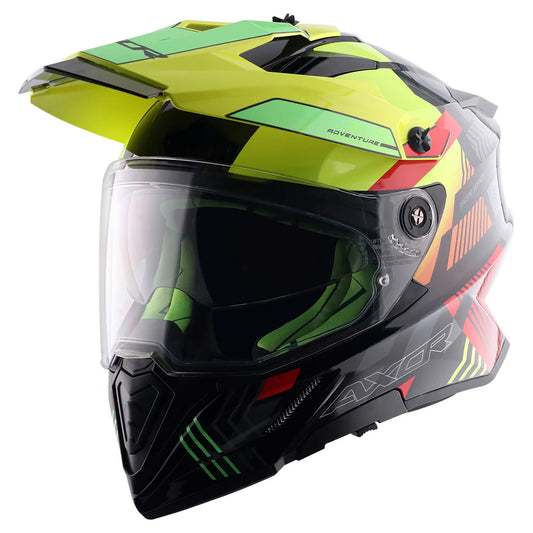 AXOR X-Cross Dual Visor Gambling Helmet - BLACK NEON YELLOW