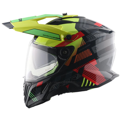 AXOR X-Cross Dual Visor Gambling Helmet - BLACK NEON YELLOW