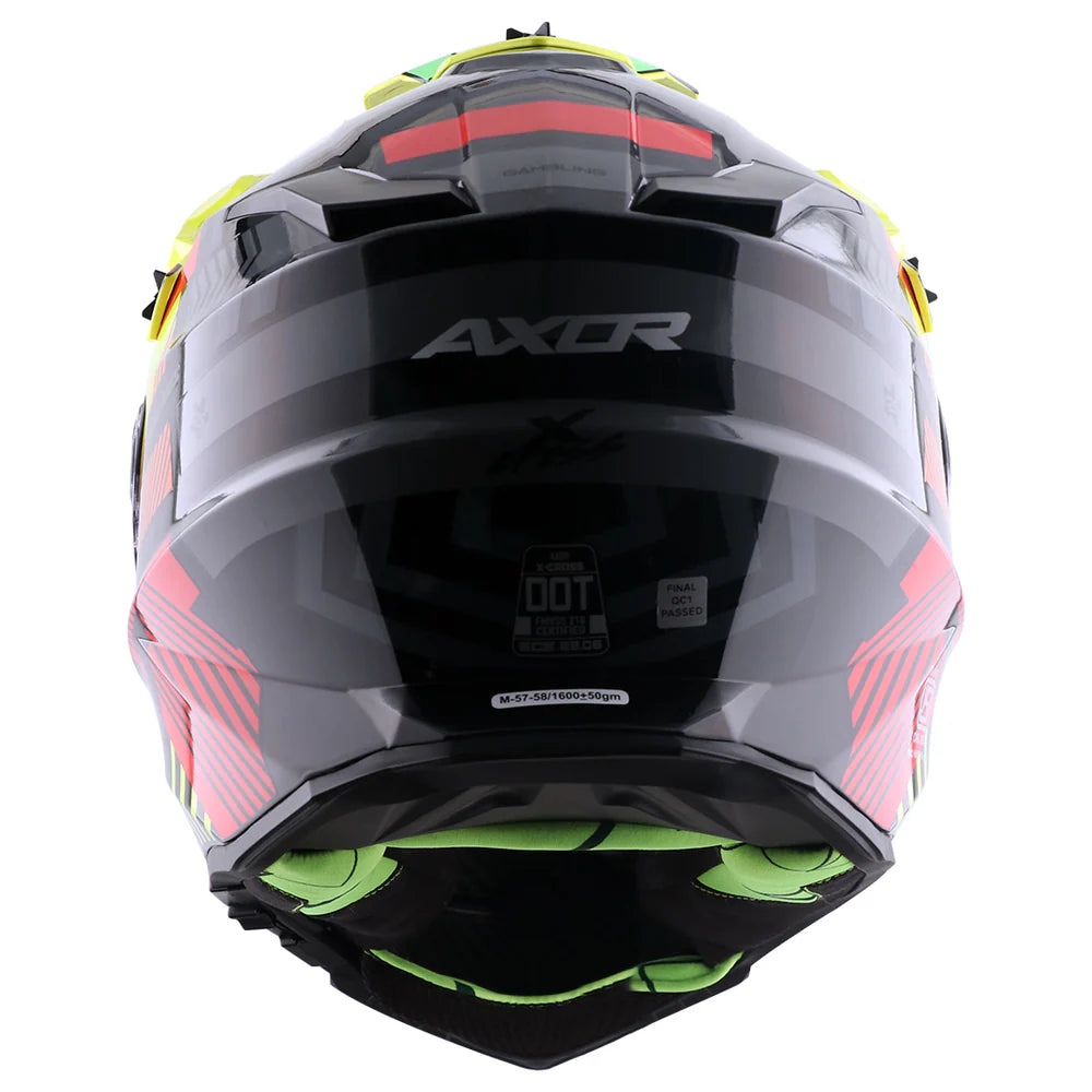 AXOR X-Cross Dual Visor Gambling Helmet - BLACK NEON YELLOW