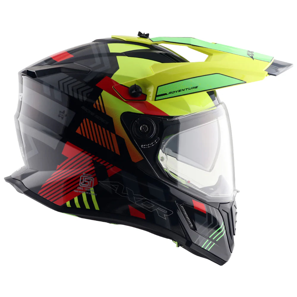 AXOR X-Cross Dual Visor Gambling Helmet - BLACK NEON YELLOW