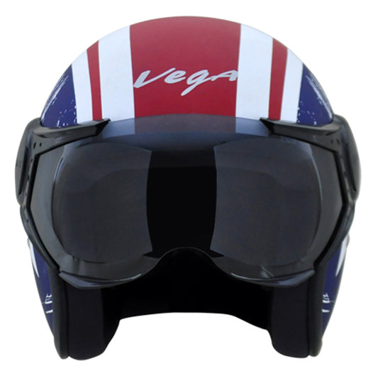 Vega Jet Captain W Visor Hemet - Dull Red Metallic Blue